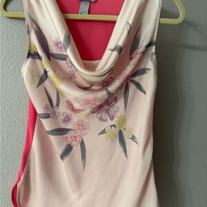 H&M Pink Floral Cowl Neck Tank